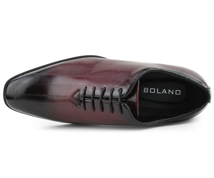 Bolano Exotic Elegance Burgundy Eel Skin Oxfords Women’s