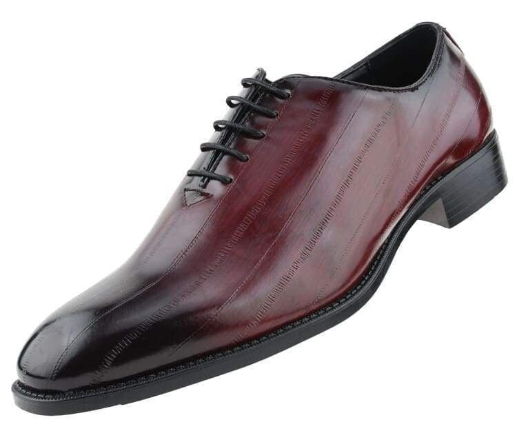 Bolano Exotic Elegance Burgundy Eel Skin Oxfords Women’s