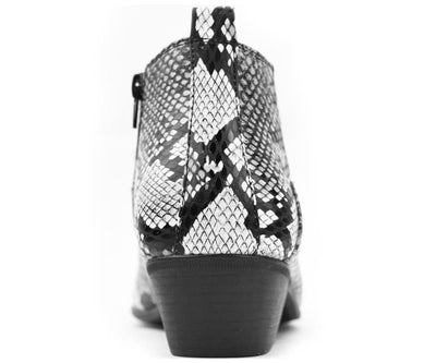 Bolano Adder Black and White Men's Snake Leather Ankle Boots