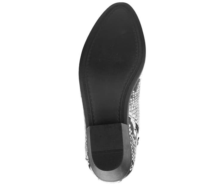 Bolano Adder Black and White Men's Snake Leather Ankle Boots