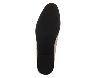 Bolano Sarlo Gold Glitter Lattice Tuxedo Slippers For Women