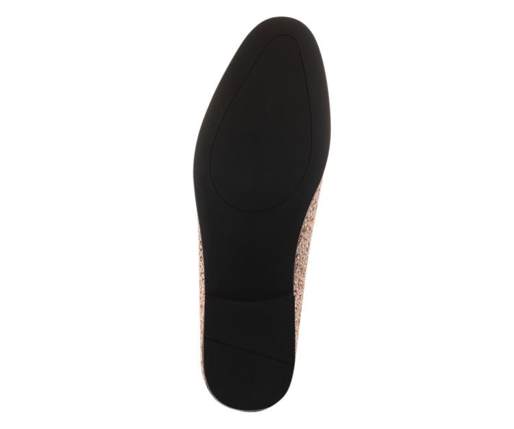 Bolano Sarlo Gold Glitter Lattice Tuxedo Slippers For Women