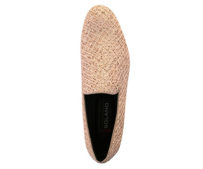 Bolano Sarlo Gold Glitter Lattice Tuxedo Slippers For Women