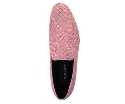 Bolano Sarlo Pink Glitter Tuxedo Slippers Women’s