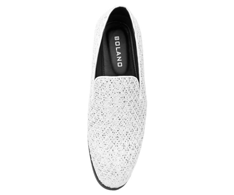 Bolano Sarlo White Men's Glitter Loafers
