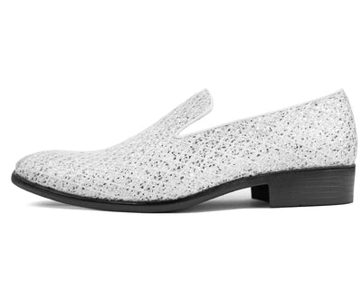 Bolano Sarlo White Men's Glitter Loafers