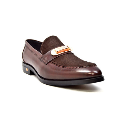 British Walkers Boss Men's Black Leather and Pony Skin Slip On Dress Shoes view 15