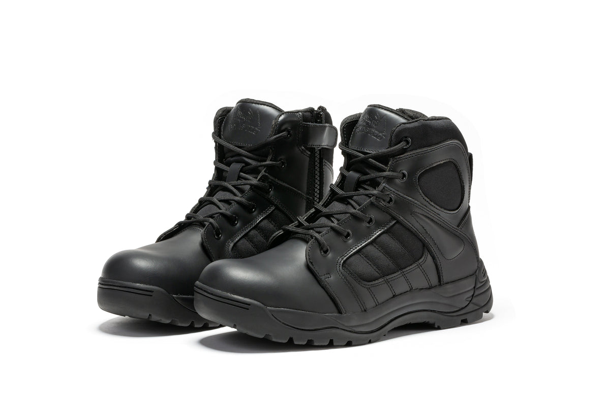 Botas Pro Black Men's 6 inch Side Zipper Rubber Sole Tactical Boots BMP111BK – side view
