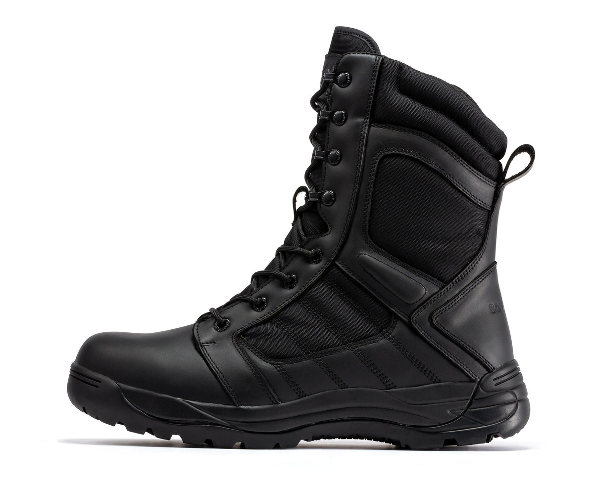 Botas Pro Black Men's 8 inch Side Zipper Rubber Sole Tactical Boots BMP110BK – side view