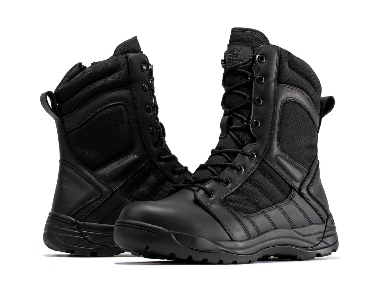 Botas Pro Black Men's 8 inch Side Zipper Rubber Sole Tactical Boots BMP110BK – side view
