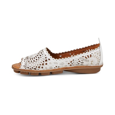 Spring Step Brandal White peep-toe flat, opposite side view on white
