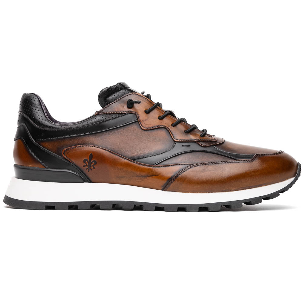 Zelli Italia Men's 65-355-BRN BRAVO Hand Finished Trainer Cognac / Black
