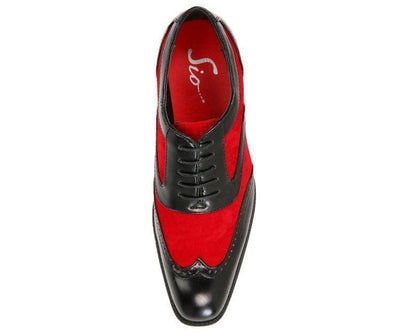 Brighton Wingtip Men's Red and Black Leather Wingtip Dress Shoes