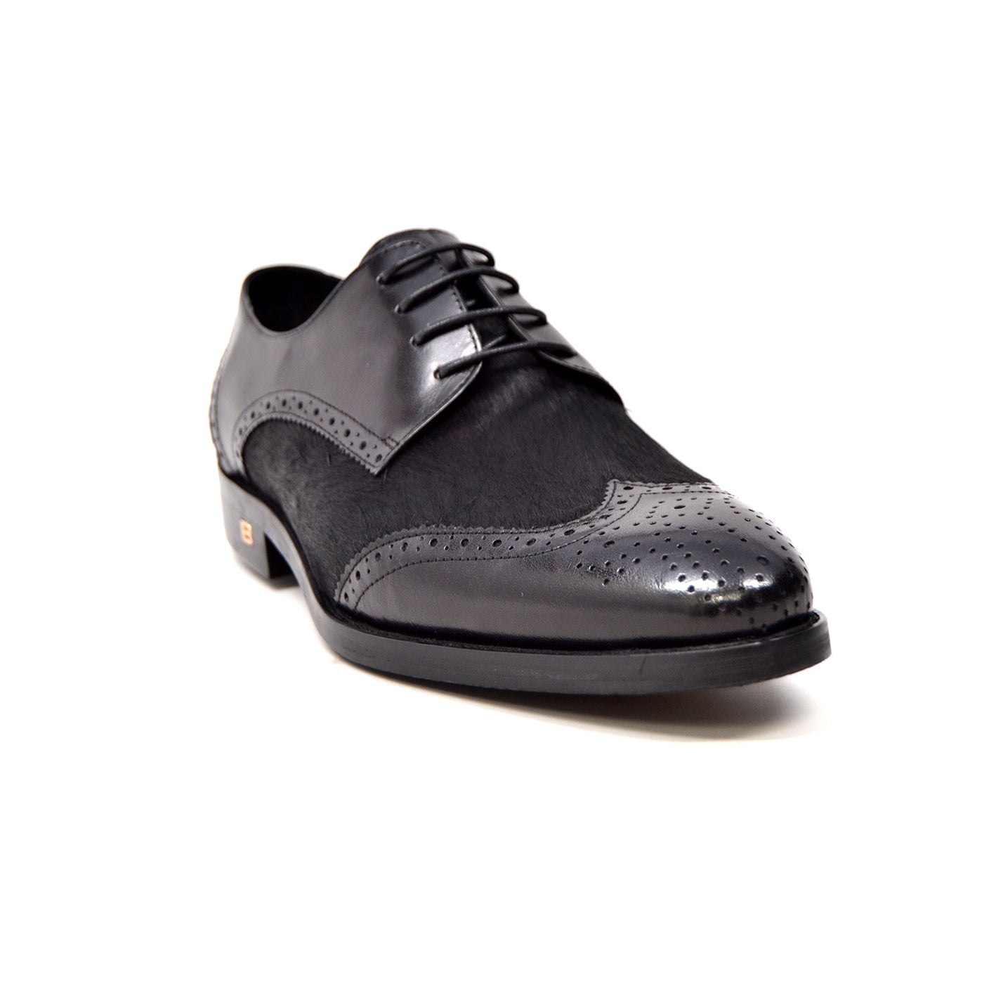 British Walkers President Men's Black Leather and Pony Skin Oxford Dress Shoes view 3
