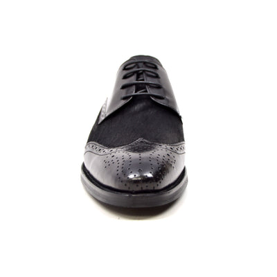 British Walkers President Men's Black Leather and Pony Skin Oxford Dress Shoes view 4