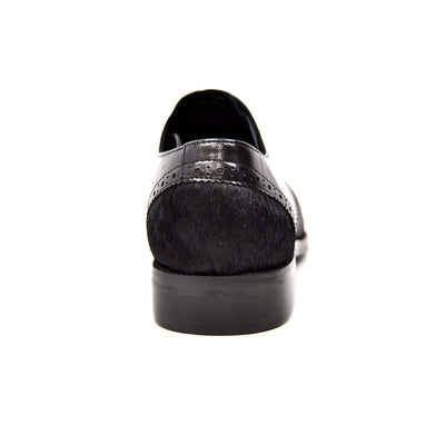 British Walkers President Men's Black Leather and Pony Skin Oxford Dress Shoes view 5