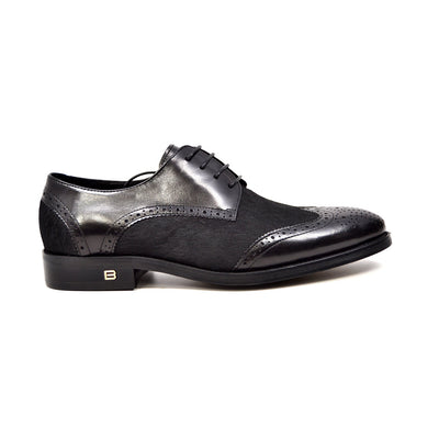 British Walkers President Men's Black Leather and Pony Skin Oxford Dress Shoes view 6