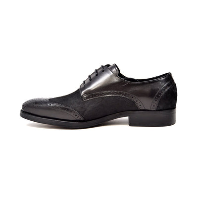 British Walkers President Men's Black Leather and Pony Skin Oxford Dress Shoes view 7