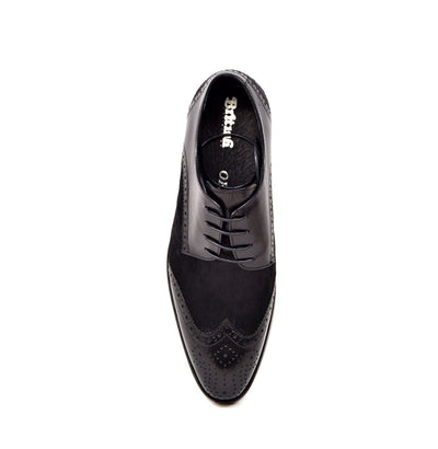British Walkers President Men's Black Leather and Pony Skin Oxford Dress Shoes view 8