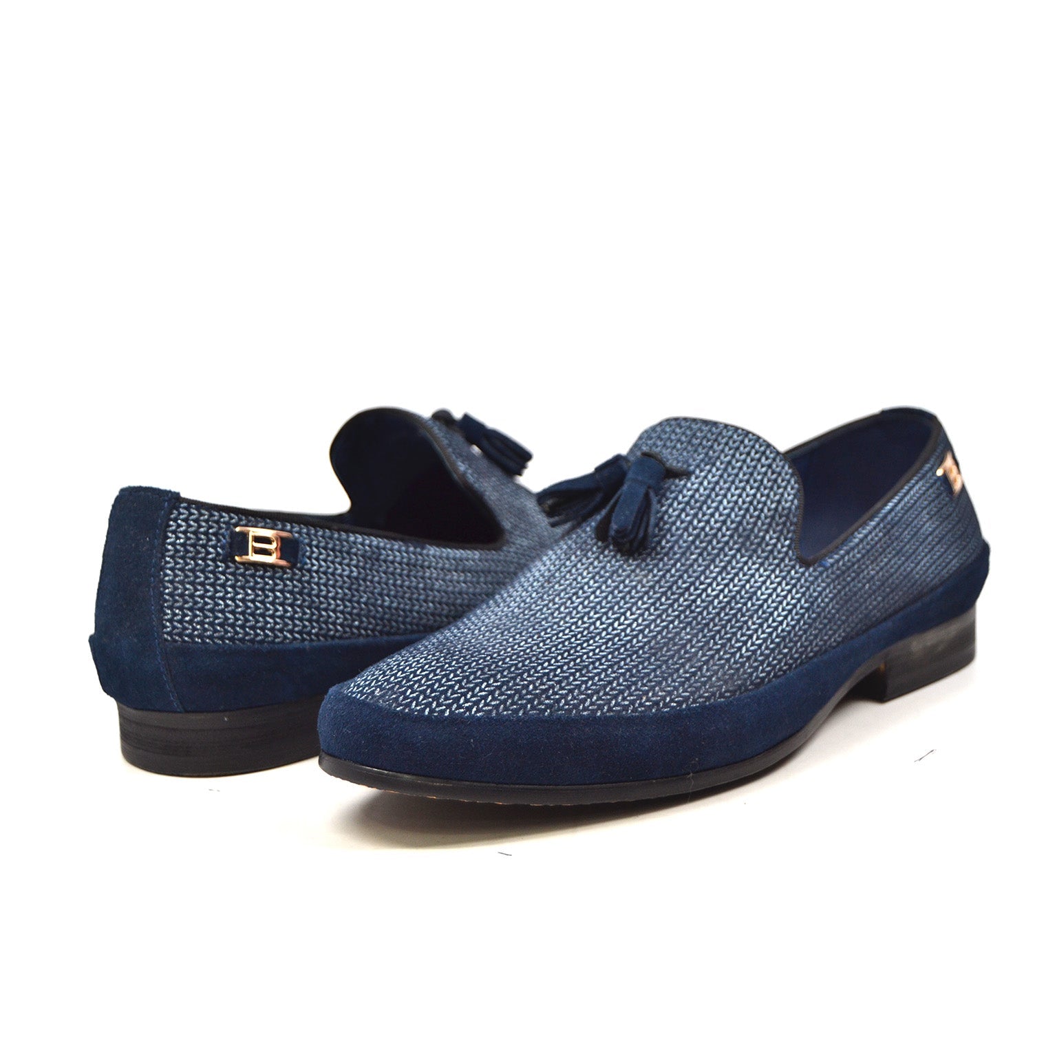 British Walkers Chris Men's Blue Burnished Leather Tassel Slip On Shoes view 1