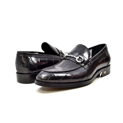 British Walkers Chicago Men's Black Leather Criss Cross Pattern Dress Shoes view 2