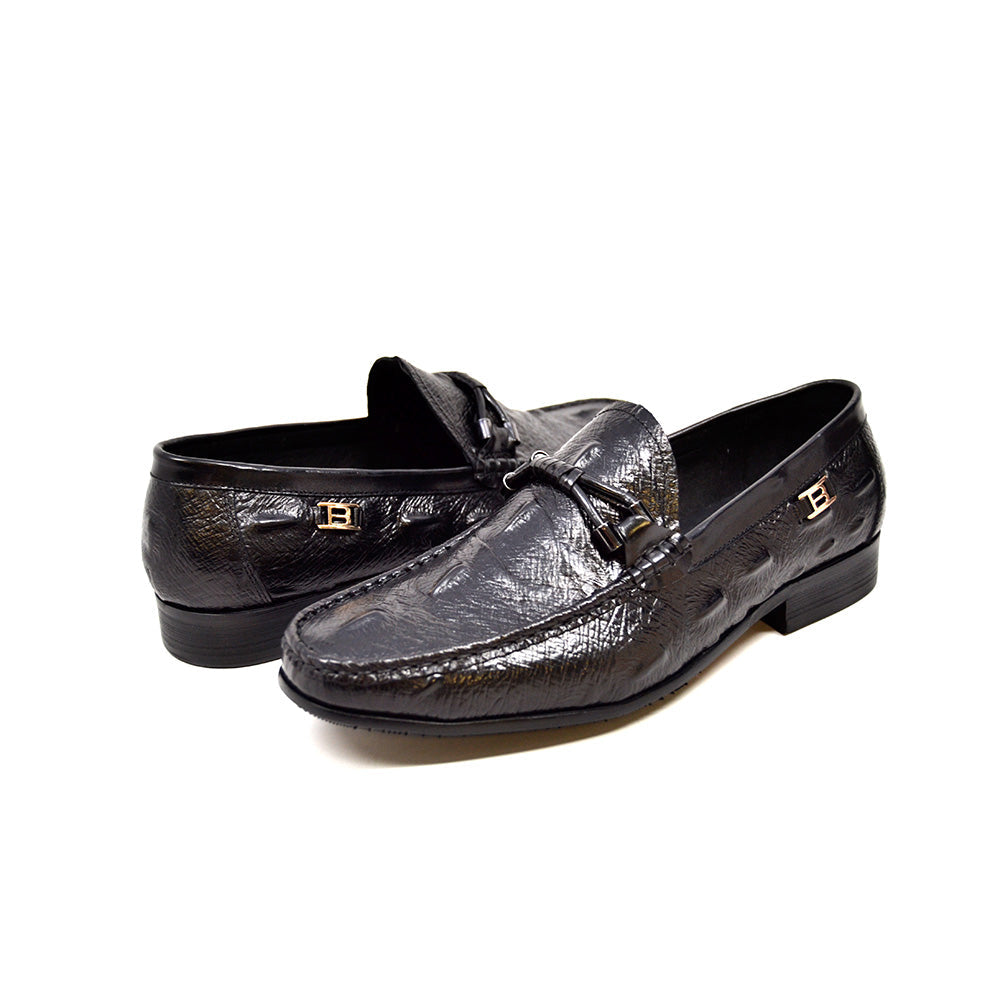British Walkers Leon Men's Black Leather Slip On Dress Shoes view 1