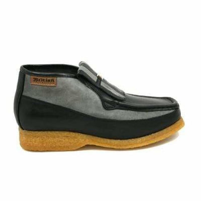 British Walkers Apollo Men’s Black & Gray Leather–Suede SlipOn Boots – Handcrafted CrepeSole Classic of Modern British Style