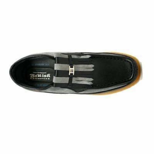 British Walkers Apollo Men’s Black & Gray Leather–Suede SlipOn Boots – Handcrafted CrepeSole Classic of Modern British Style