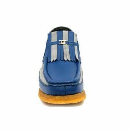 British Walkers Apollo Men’s Blue Leather & Gray Suede SlipOn Boots – Handcrafted CrepeSole Blend of Modern Style and British Craftsmanship