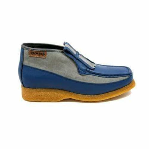 British Walkers Apollo Men’s Blue Leather & Gray Suede SlipOn Boots – Handcrafted CrepeSole Blend of Modern Style and British Craftsmanship
