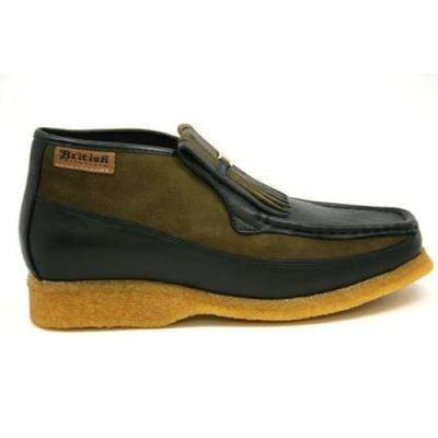 British Walkers Apollo Men’s Green Leather & Suede SlipOn Boots – Handcrafted CrepeSole Expression of Modern British Style