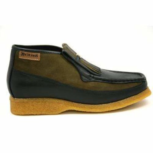 British Walkers Apollo Men’s Green Leather & Suede SlipOn Boots – Handcrafted CrepeSole Expression of Modern British Style