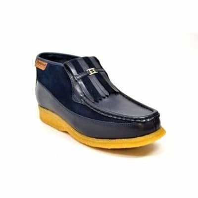 British Walkers Apollo Men’s Navy Leather & Suede SlipOn Boots – Handcrafted CrepeSole Blend of Classic British Luxury and Modern Style