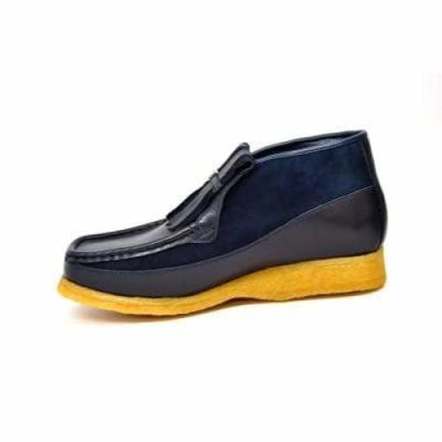 British Walkers Apollo Men’s Navy Leather & Suede SlipOn Boots – Handcrafted CrepeSole Blend of Classic British Luxury and Modern Style