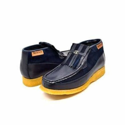 British Walkers Apollo Men’s Navy Leather & Suede SlipOn Boots – Handcrafted CrepeSole Blend of Classic British Luxury and Modern Style
