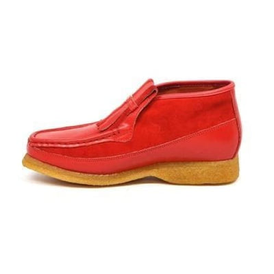 British Walkers Apollo Men’s Red Leather & Suede SlipOn Chukka Boots – Handcrafted Fusion of Bold Style and Modern British Luxury