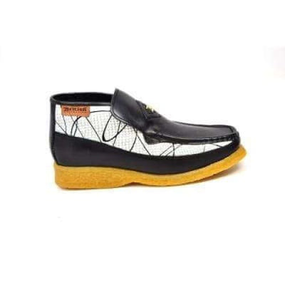 British Walkers BWB Men's Black and White Design Handmade Leather Limited Edition Slip On