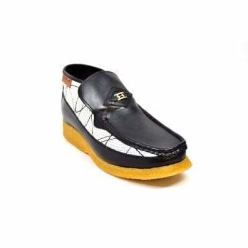 British Walkers BWB Men's Black and White Design Handmade Leather Limited Edition Slip On