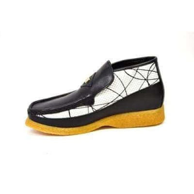 British Walkers BWB Men's Black and White Design Handmade Leather Limited Edition Slip On