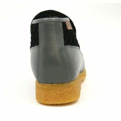 British Walkers Checkers Men's Black Leather and Gray Suede Slip Ons