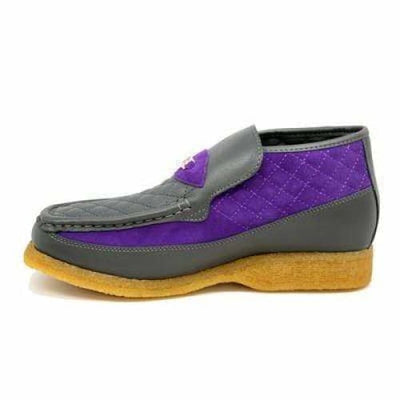 British Walkers Checkers Men's Gray and PuPurple Leather and Suede Slip On Chukka Boots
