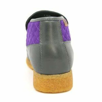 British Walkers Checkers Men's Gray and PuPurple Leather and Suede Slip On Chukka Boots