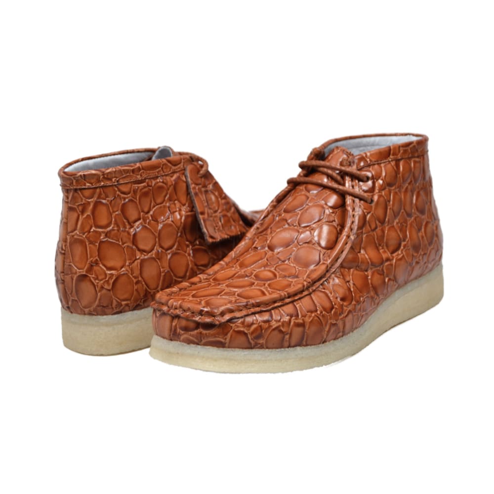 British Walkers Crocs – Cognac Crocodile Leather Men’s Chukka Boot Handcrafted Exotic Texture with Premium Heritage Style