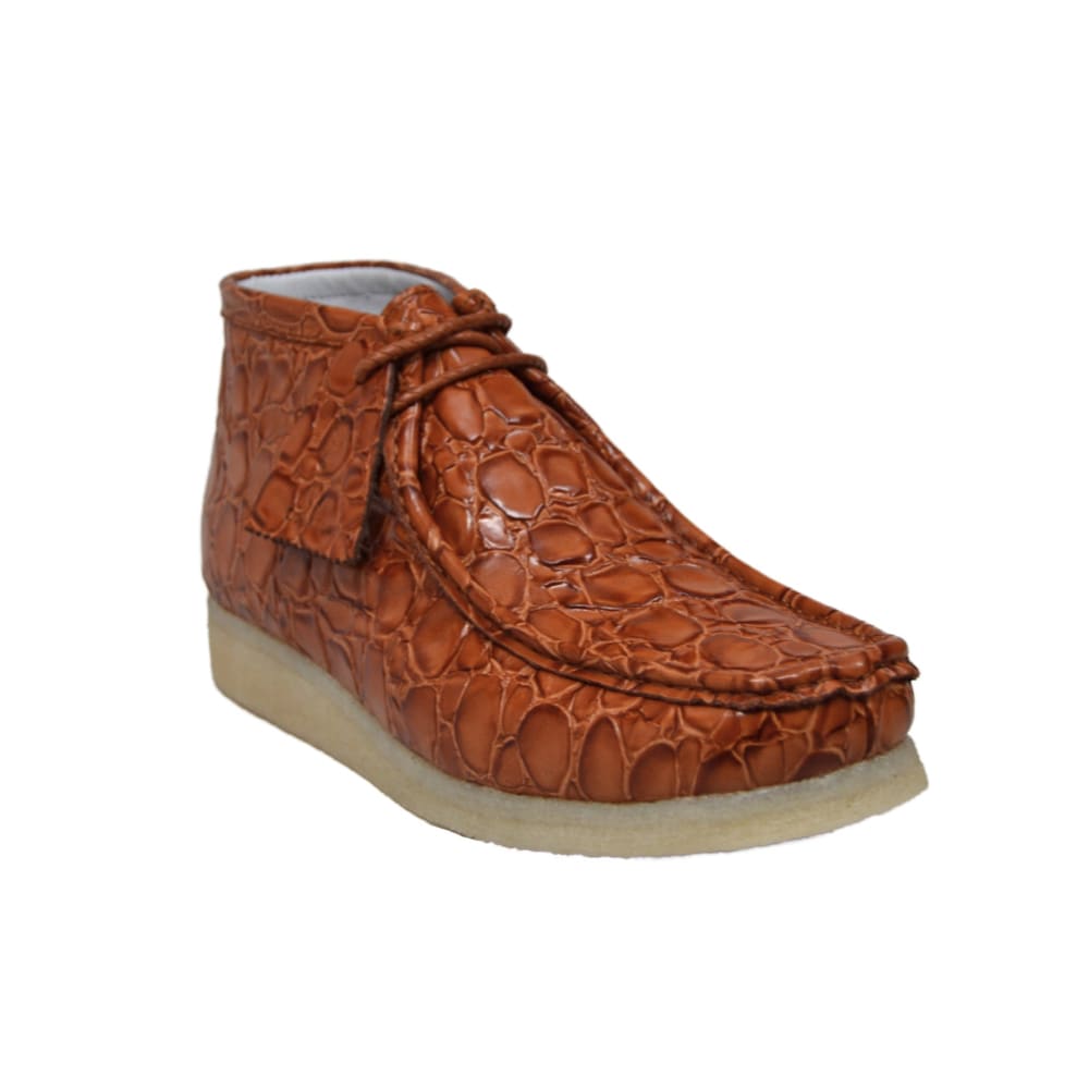 British Walkers Crocs – Cognac Crocodile Leather Men’s Chukka Boot Handcrafted Exotic Texture with Premium Heritage Style