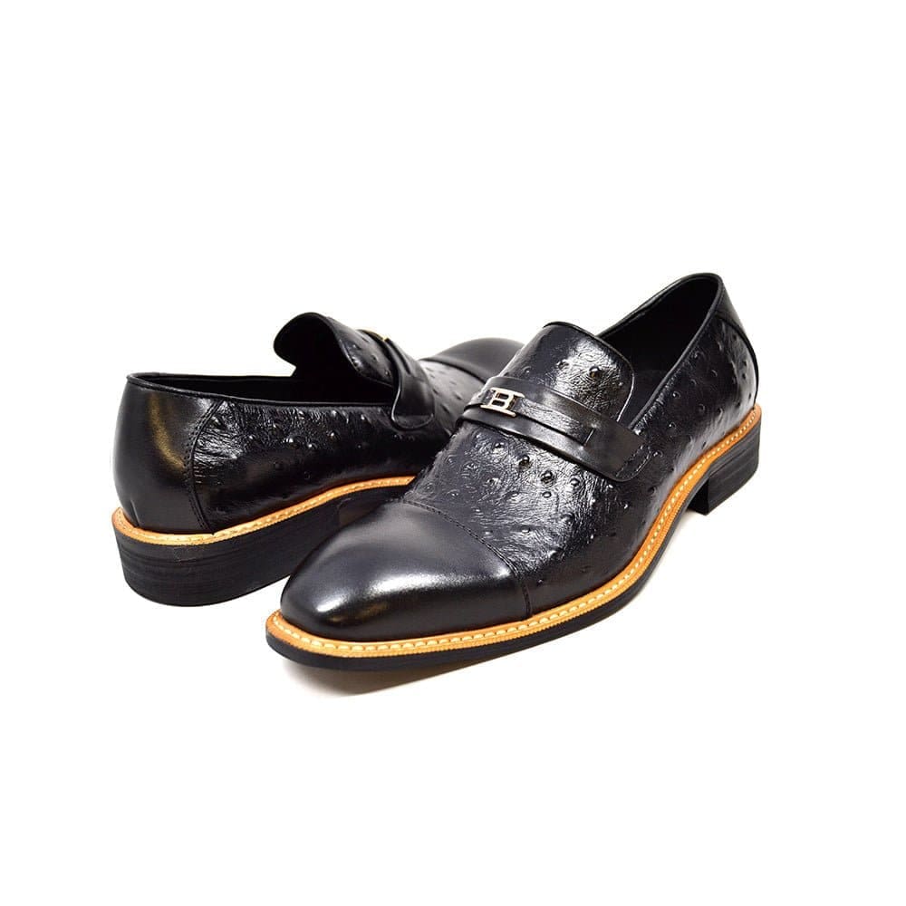 British Walkers Dolche Mens Ostrich Leather Slip On Shoes Exotic Luxury Style