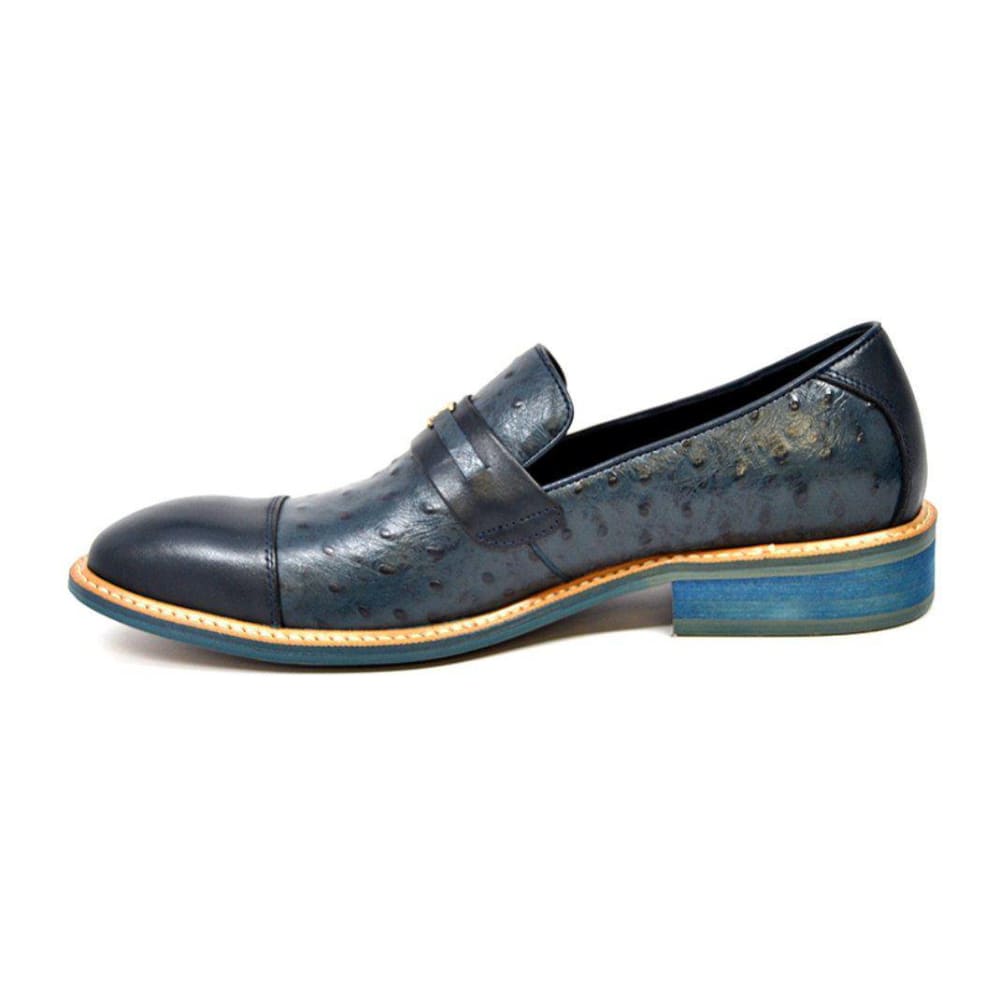 British Walkers Dolche Mens Ostrich Leather Slip On Shoes Exotic Luxury Style
