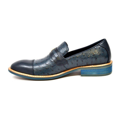 British Walkers Dolche Mens Ostrich Leather Slip On Shoes Exotic Luxury Style