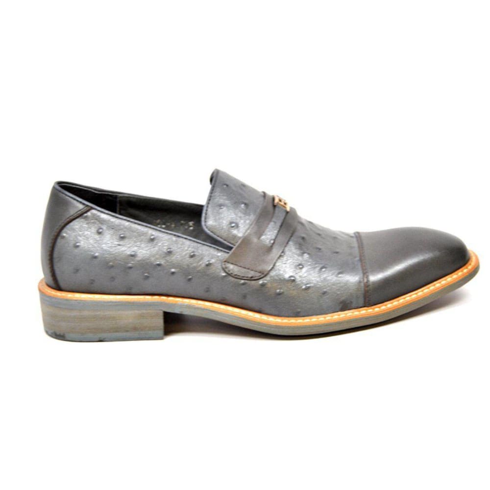 British Walkers Dolche Mens Ostrich Leather Slip On Shoes Exotic Luxury Style