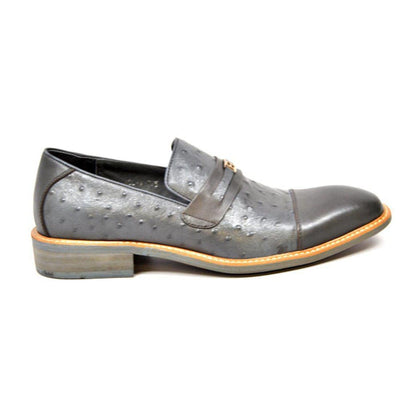 British Walkers Dolche Mens Ostrich Leather Slip On Shoes Exotic Luxury Style