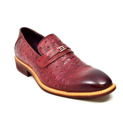British Walkers Dolche Mens Ostrich Leather Slip On Shoes Exotic Luxury Style